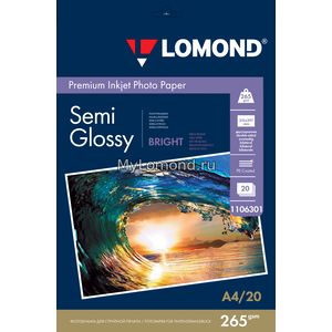 арт. 1106301 Фотобумага полуглянцевая Lomond Semi-Glossy DS Bright двухсторонняя, 265 г/м2, А4, 20 листов для печати на струйных принтерах