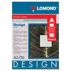 арт. 0936032 Бумага Lomond Design Premium Bio Macro (Био Макро), А3, глянцевая, 230г/м2, односторонняя, ярко-белая