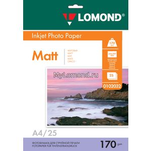 арт. 0102032 Фотобумага матовая Lomond двухсторонняя, 170 г/м2, А4, 25 листов для печати на струйных принтерах