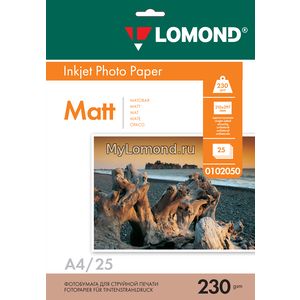 арт. 0102050 Фотобумага матовая Lomond односторонняя, 230 г/м2, А4, 25 листов для печати на струйных принтерах