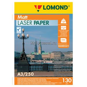 арт. 0300531 Бумага матовая двухсторонняя Lomond Ultra DS Matt 130 г/м2 формата А3, 250 листов для цветных лазерных принтеров