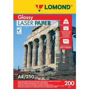 арт. 0310341 Бумага глянцевая двухсторонняя Lomond Ultra DS Glossy 200 г/м2 формата А4, 250 листов для цветных лазерных принтеров
