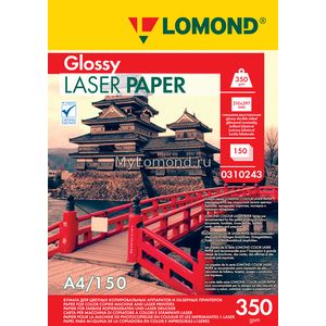 арт. 0310243 Бумага глянцевая двухсторонняя Lomond Ultra DS Glossy 350 г/м2 формата А4, 150 листов для цветных лазерных принтеров
