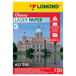 арт. 0300131 Бумага глянцевая двухсторонняя Lomond Ultra DS Glossy 120 г/м2 формата А3, 250 листов для цветных лазерных принтеров