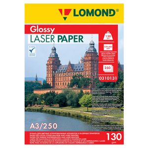 арт. 0310131 Бумага глянцевая двухсторонняя Lomond Ultra DS Glossy 130 г/м2 формата А3, 250 листов для цветных лазерных принтеров