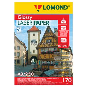 арт. 0310231 Бумага глянцевая двухсторонняя Lomond Ultra DS Glossy 170 г/м2 формата А3, 250 листов для цветных лазерных принтеров